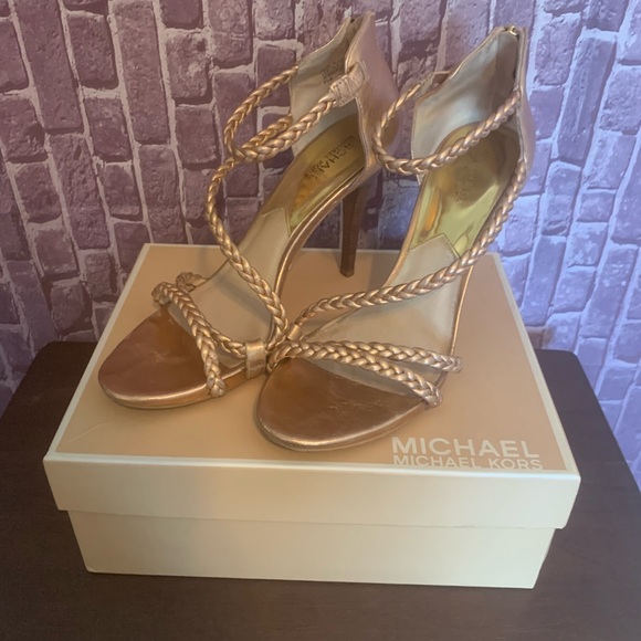 🔴Rose Gold “Alexa” Braided Strappy Heels - Picture 4 of 16